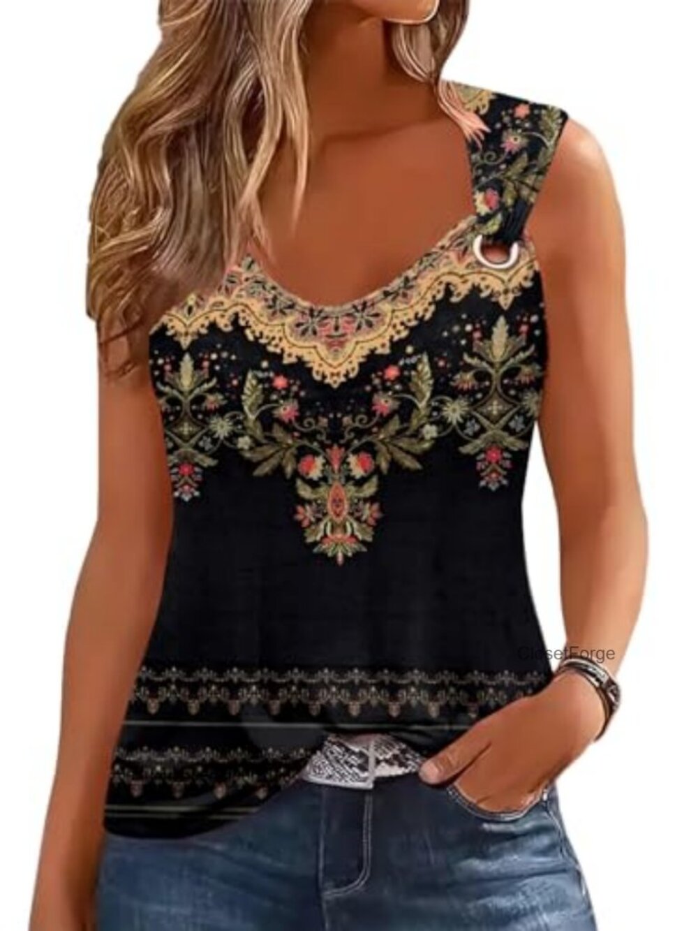 Womens V Neck Sleeveless Tank Top Summer Casual Loose Fit Shirt